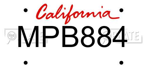MPB884 California License Plate