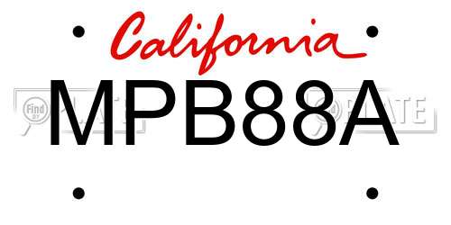MPB88A California License Plate