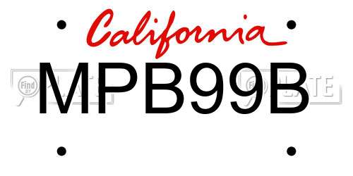 MPB99B California License Plate