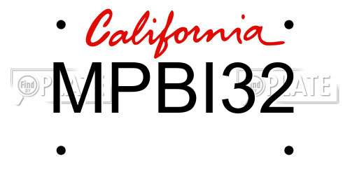 MPBI32 California License Plate