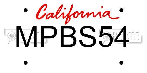 MPBS54 California License Plate