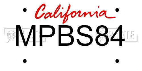 MPBS84 California License Plate