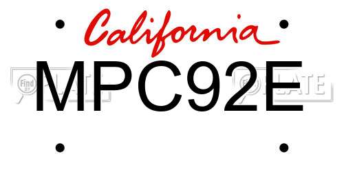 MPC92E California License Plate