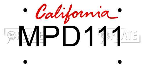 MPD111 California License Plate