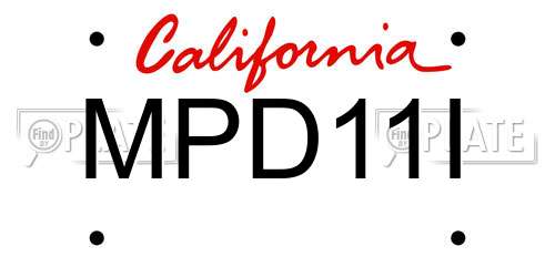 MPD11I California License Plate