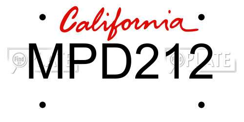 MPD212 California License Plate