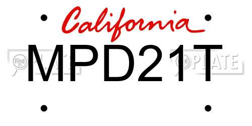 MPD21T California License Plate