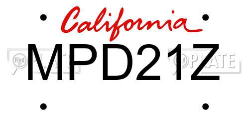 MPD21Z California License Plate