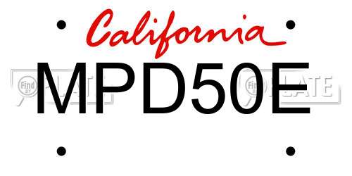 MPD50E California License Plate