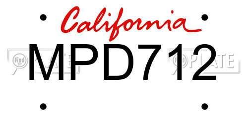 MPD712 California License Plate
