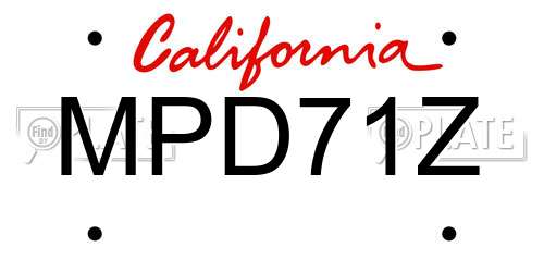 MPD71Z California License Plate