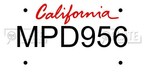 MPD956 California License Plate