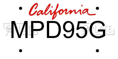 MPD95G California License Plate