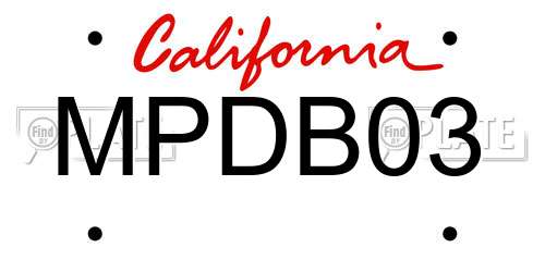 MPDB03 California License Plate