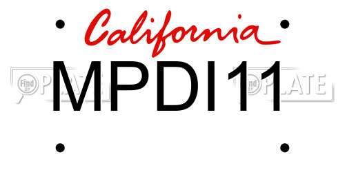 MPDI11 California License Plate