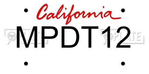 MPDT12 California License Plate