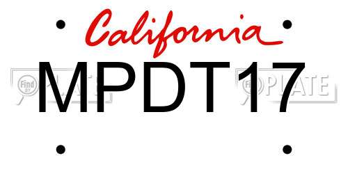 MPDT17 California License Plate