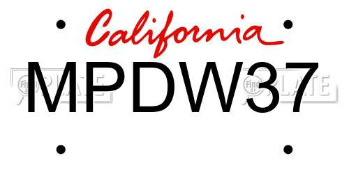 MPDW37 California License Plate
