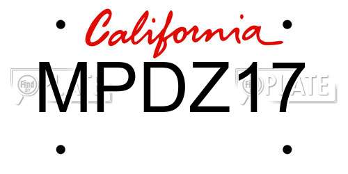 MPDZ17 California License Plate