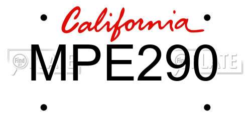 MPE290 California License Plate