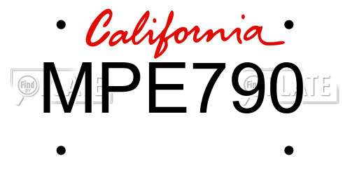 MPE790 California License Plate