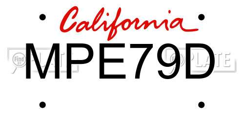 MPE79D California License Plate