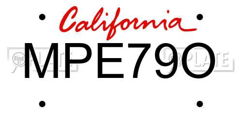 MPE79O California License Plate