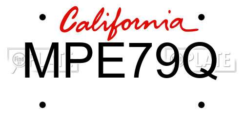 MPE79Q California License Plate