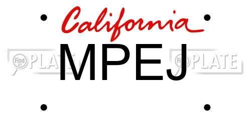 MPEJ California License Plate