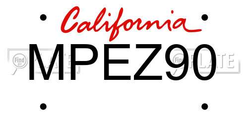 MPEZ90 California License Plate