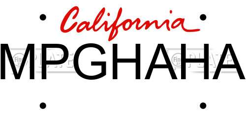MPGHAHA California License Plate