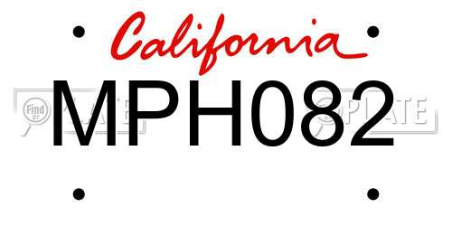 MPH082 California License Plate