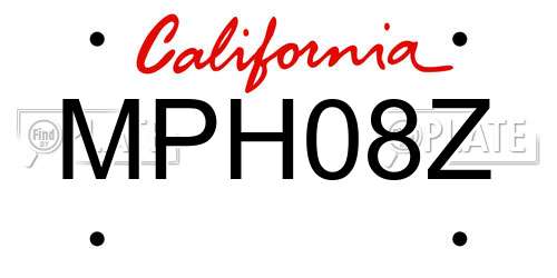 MPH08Z California License Plate