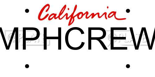 MPHCREW California License Plate