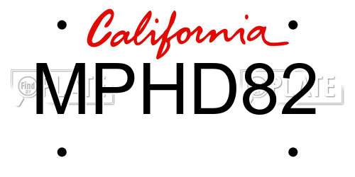 MPHD82 California License Plate