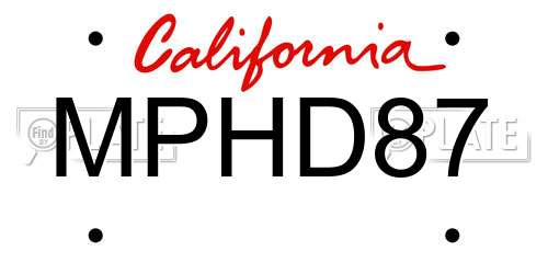 MPHD87 California License Plate
