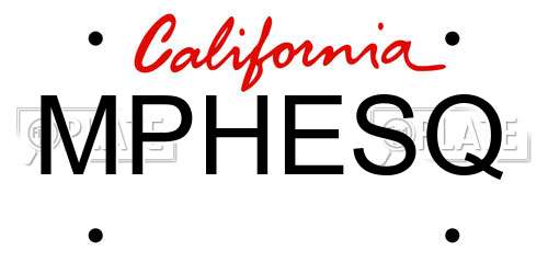 MPHESQ California License Plate
