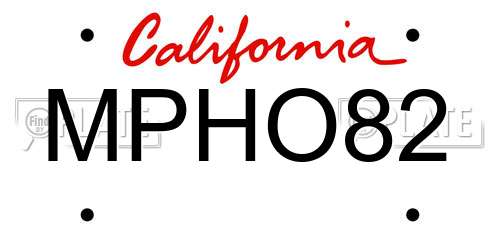 MPHO82 California License Plate