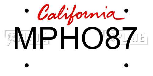 MPHO87 California License Plate
