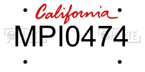 MPI0474 California License Plate