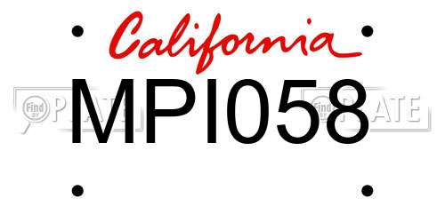 MPI058 California License Plate