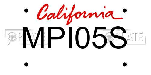 MPI05S California License Plate