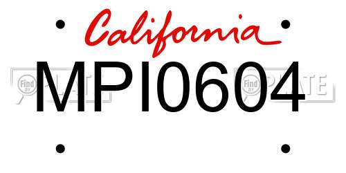 MPI0604 California License Plate
