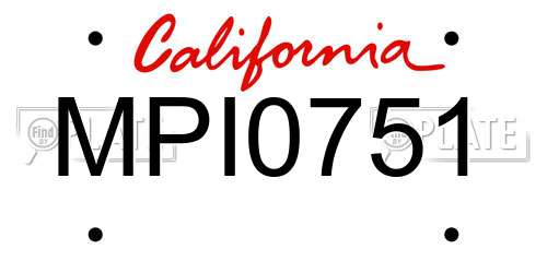 MPI0751 California License Plate
