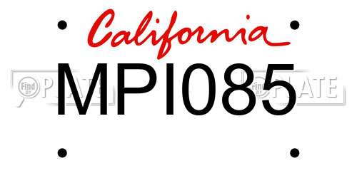MPI085 California License Plate