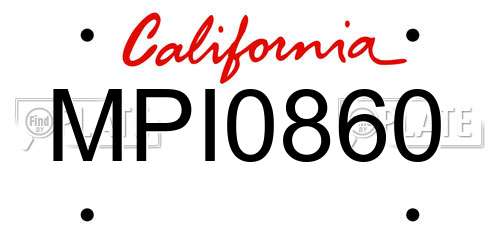 MPI0860 California License Plate