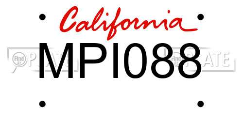 MPI088 California License Plate