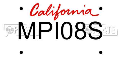 MPI08S California License Plate