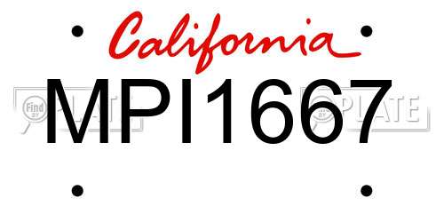 MPI1667 California License Plate