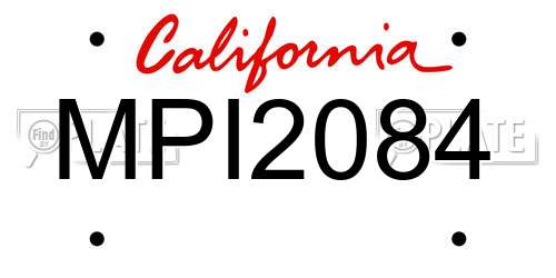 MPI2084 California License Plate